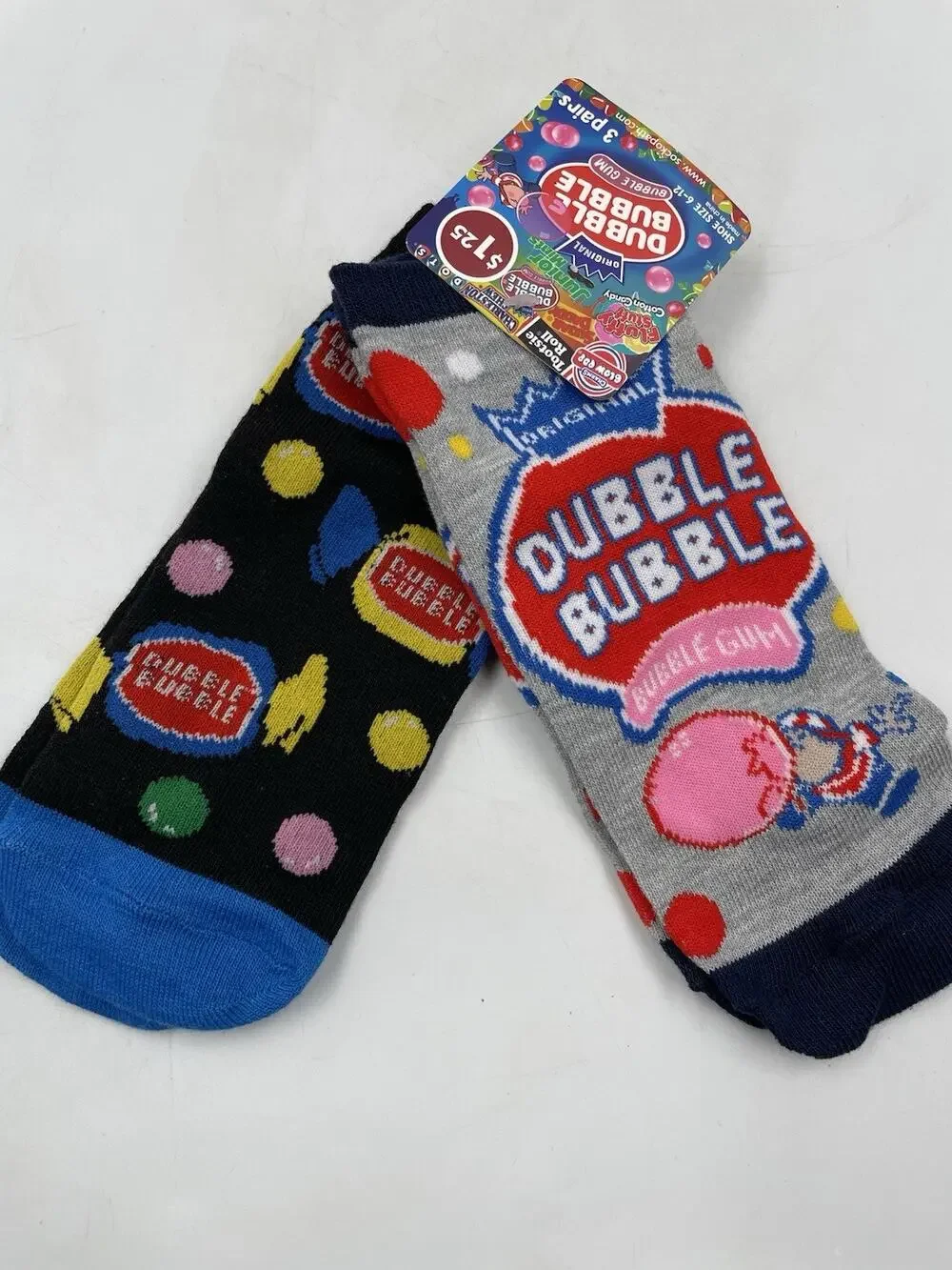 Dubble Bubble 2-Pack Socks Shoe Size 6-12